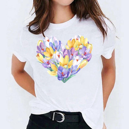 Tricou dama din bumbac 100% Heart Spring Flower