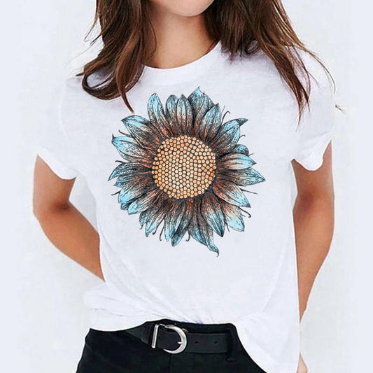 Tricou dama din bumbac 100% Blue Flower
