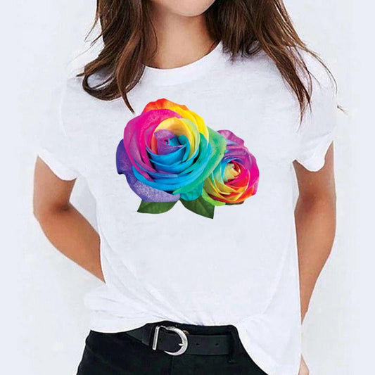 Tricou dama din bumbac 100% White Flowers