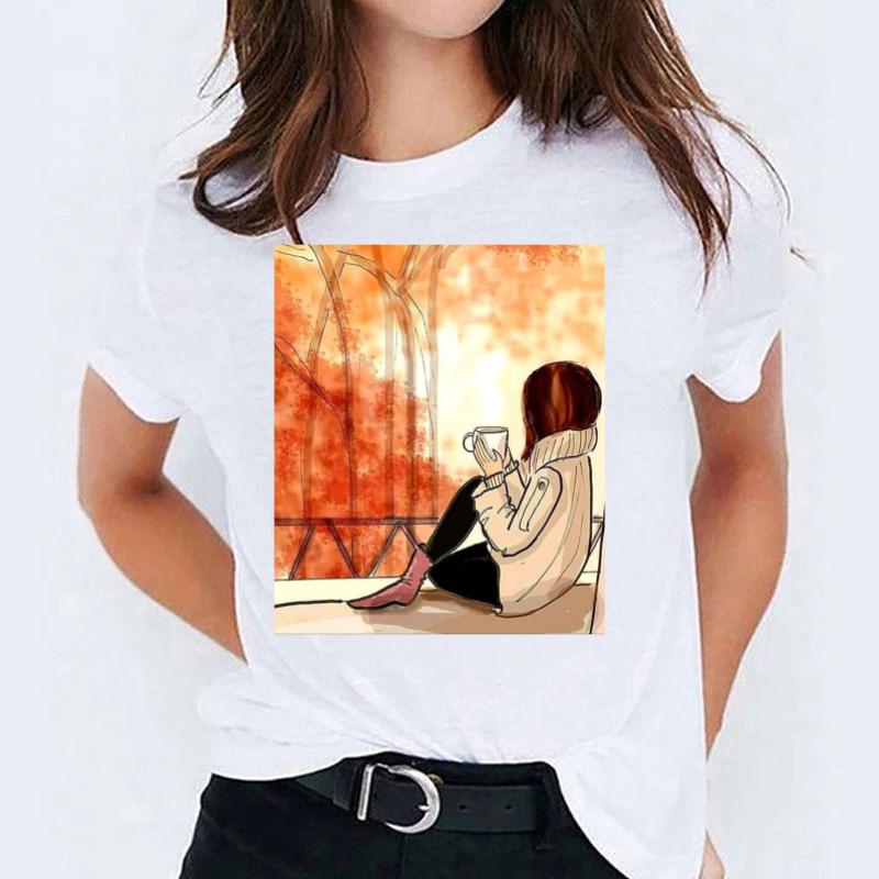 Tricou dama din bumbac 100% Girl With Coffee