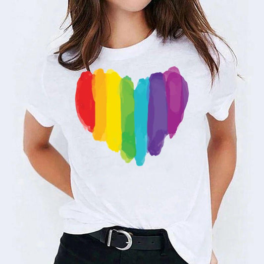 Tricou dama din bumbac 100% Heart Rainbow