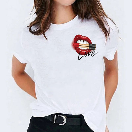 Tricou dama din bumbac 100% Love Red Lipstick