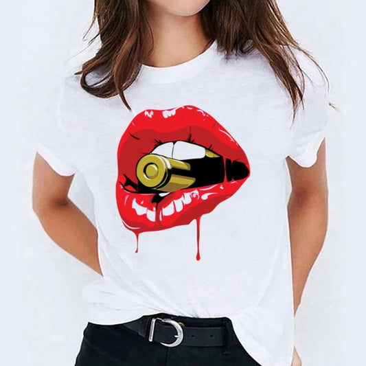 Tricou dama din bumbac 100% Red Lips 4