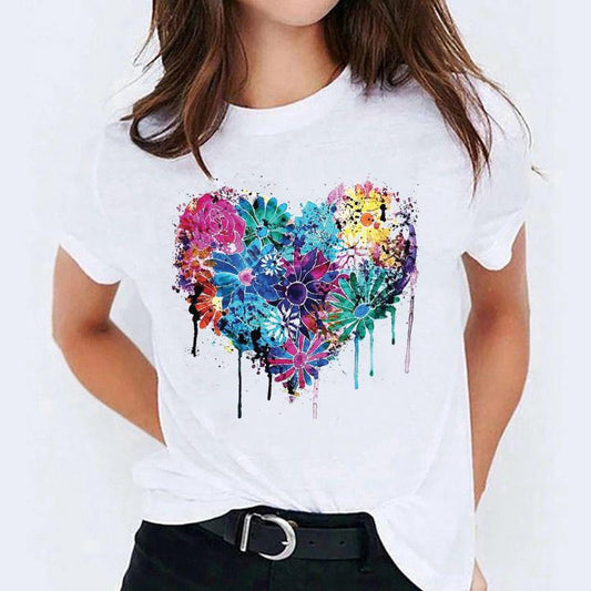 Tricou dama din bumbac 100% Heart Multicolor