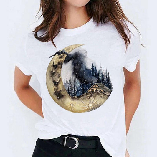Tricou dama din bumbac 100% Nice Moon