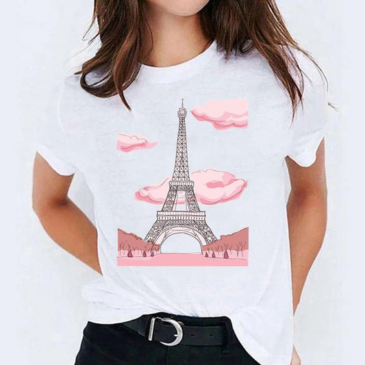 Tricou dama din bumbac 100% Paris Pink