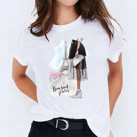 Tricou dama din bumbac 100% Bonjour Paris