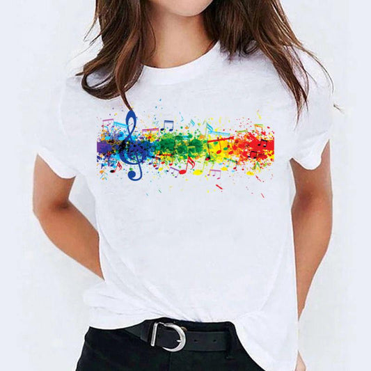 Tricou dama din bumbac 100% Cheia Sol Multicolor