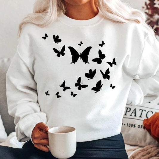 Bluza din bumbac 100% Black butterflies