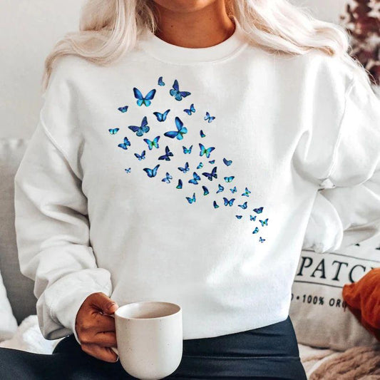 Bluza din bumbac 100% Fluturi albastri