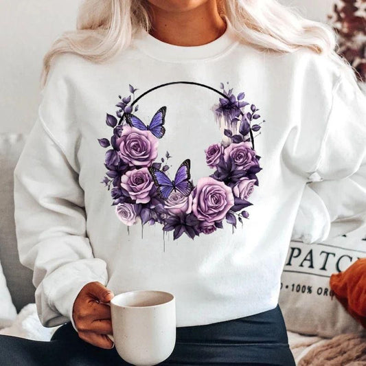 Bluza din bumbac 100% Mov Flowers