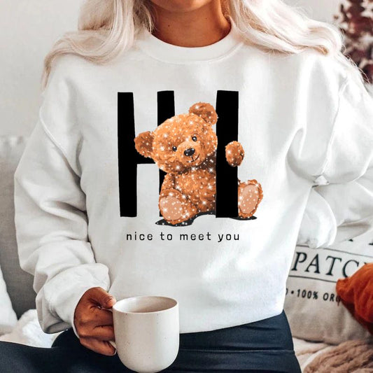 Bluza din bumbac 100% Nice to meet you