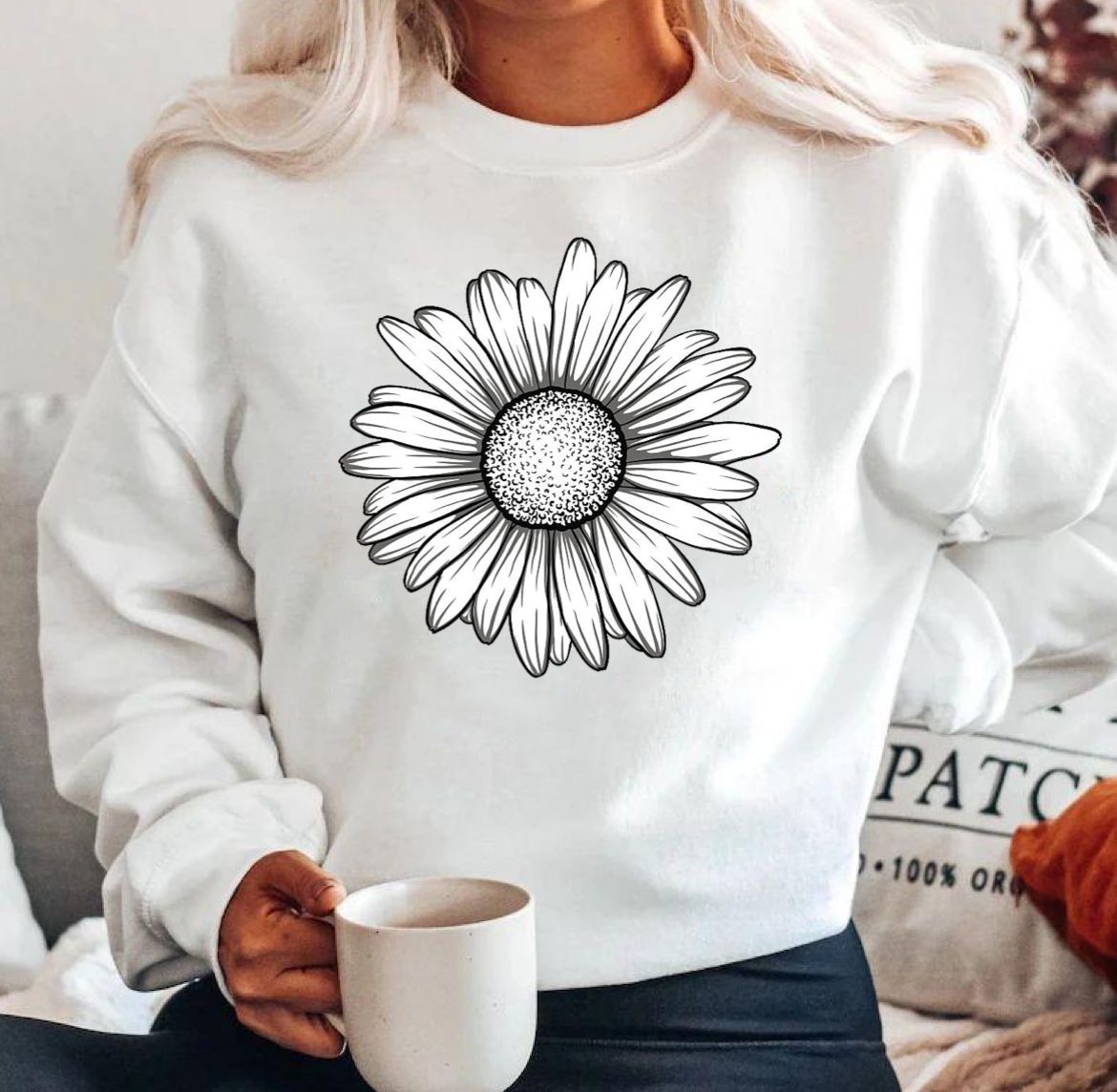 Bluza alba din bumbac 100% Flower