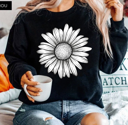 Bluza din bumbac 100% Neagra Flower