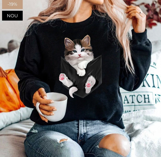 Bluza din bumbac 100% Neagra White cat 4