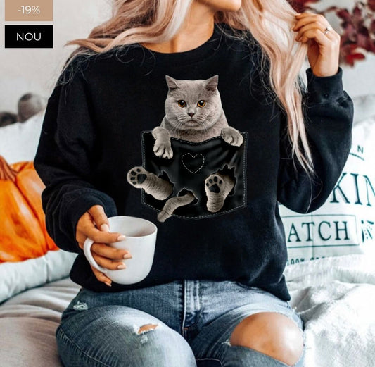 Bluza din bumbac 100% Neagra Cat 21