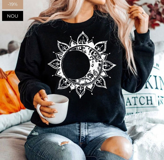 Bluza din bumbac 100% Neagra Moon 2