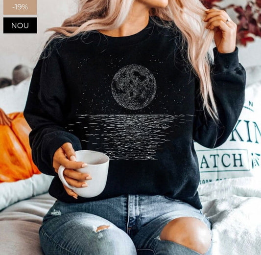 Bluza din bumbac 100% Neagra Moon