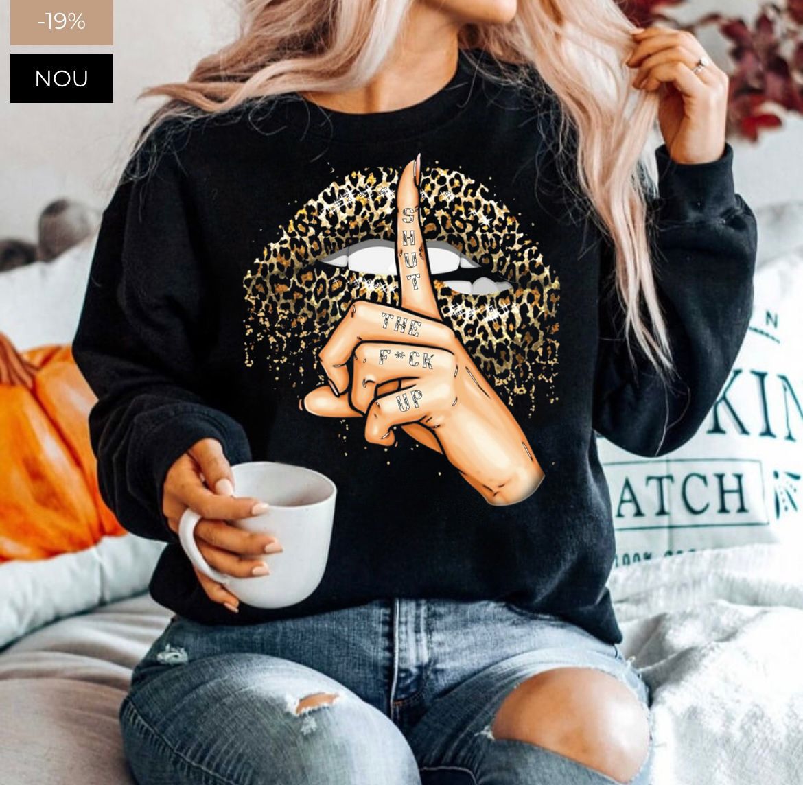 Bluza din bumbac 100% Neagra Shut up