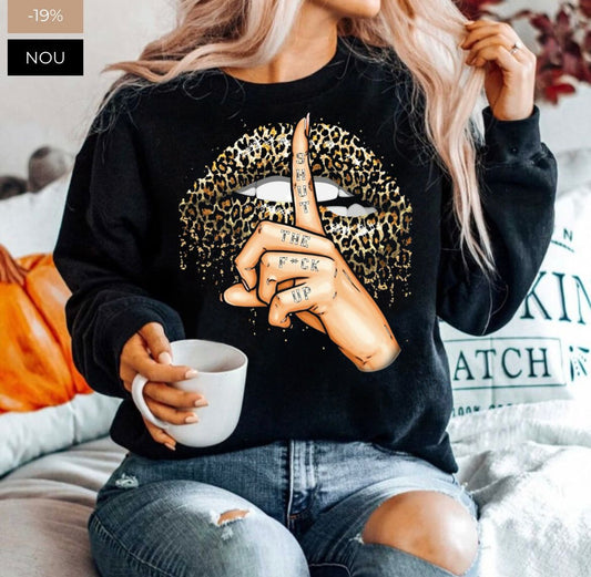 Bluza din bumbac 100% Neagra Shut up