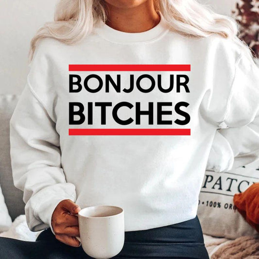 Bluza din bumbac 100% Bonjour bitches