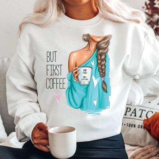 Bluza din bumbac 100% But first coffee 2
