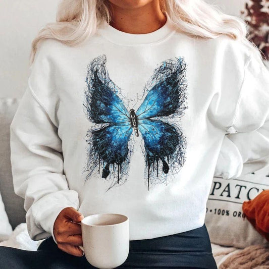 Bluza din bumbac 100% Fluture Albastru