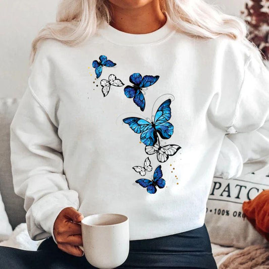 Bluza din bumbac 100% Fluturi Blue
