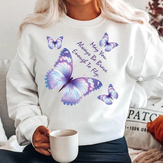Bluza din bumbac 100% Mov fluturi
