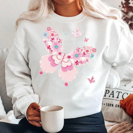 Bluza din bumbac 100% Fluture roz