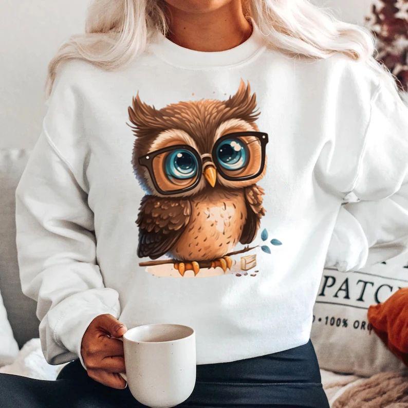 Bluza alba din bumbac 100% Owl