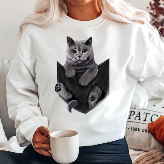 Bluza din bumbac 100% Cat Pocket