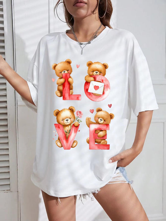 Tricou Oversize din bumbac 100% LOVE