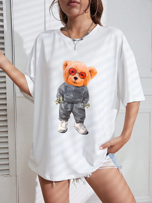 Tricou Oversize din bumbac 100% Bear