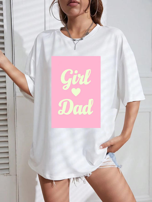 Tricou Oversize din bumbac 100% Girl Dad