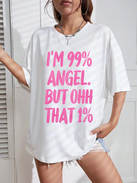 Tricou Oversize din bumbac 100% Angel