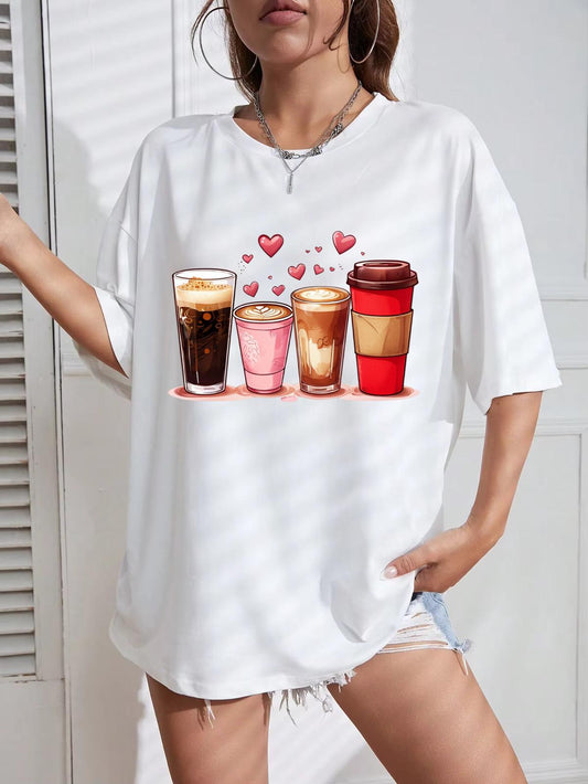 Tricou Oversize din bumbac 100% Drinks