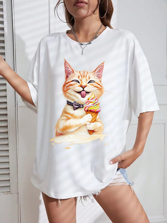 Tricou Oversize din bumbac 100% Cat