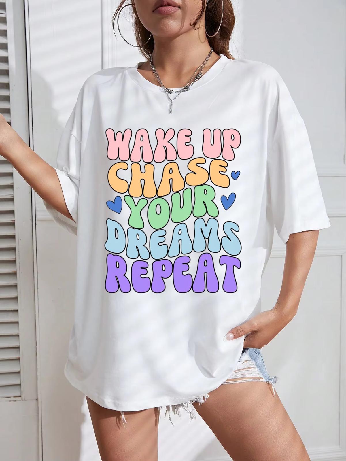 Tricou Oversize din bumbac 100% Wake up