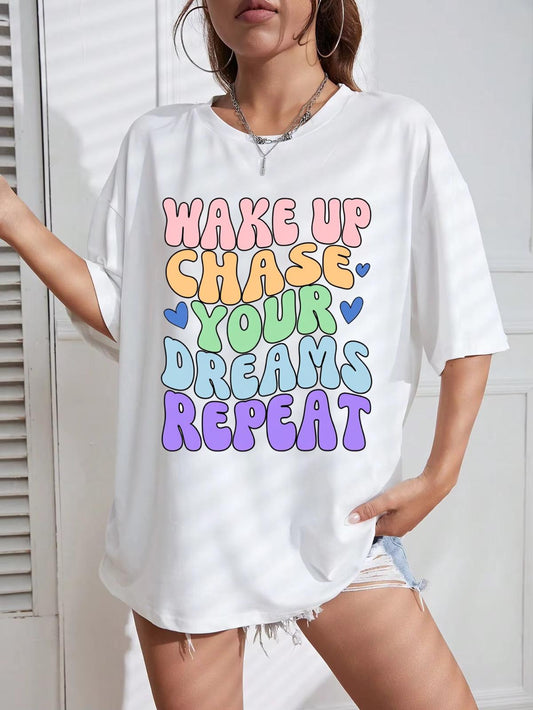 Tricou Oversize din bumbac 100% Wake up