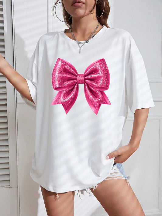 Tricou Oversize din bumbac 100% Fundita Roz