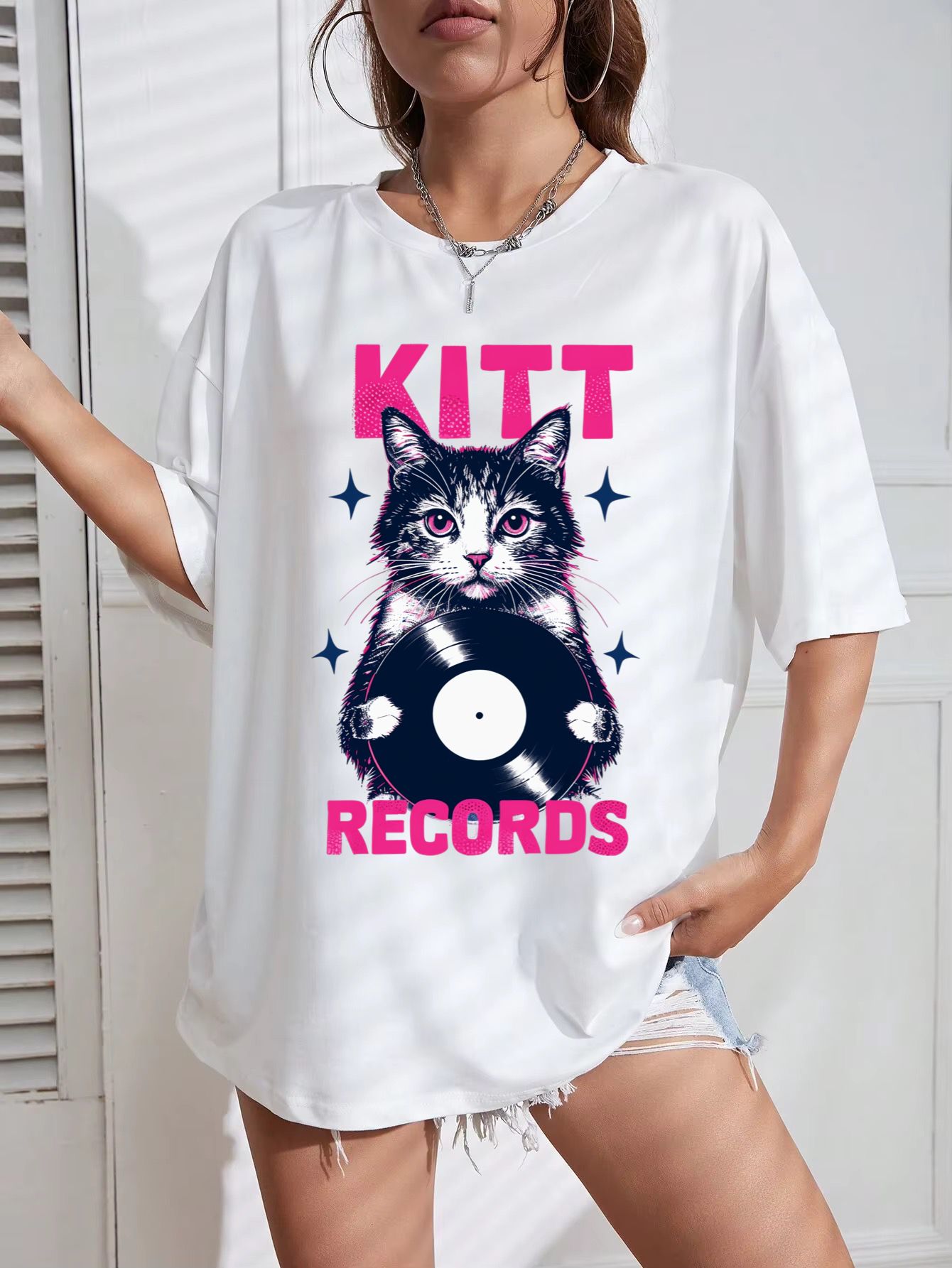 Tricou Oversize din bumbac 100% Records