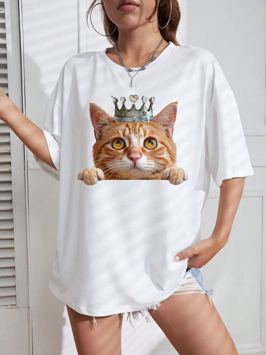 Tricou Oversize din bumbac 100% Princess Cat