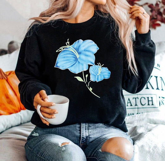 Bluza din bumbac 100% 2 Blue Flowers