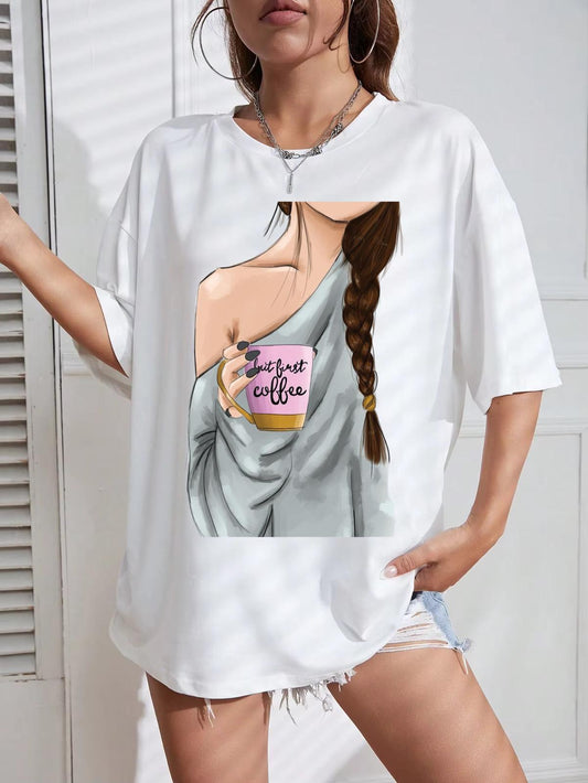 Tricou Oversize din bumbac 100% But first coffee