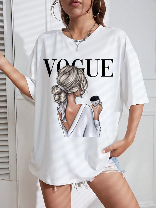 Tricou Oversize din bumbac 100% Vogue