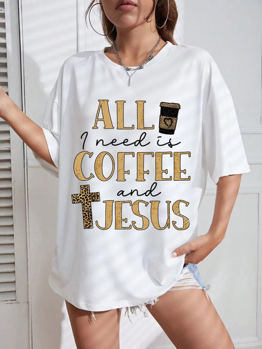 Tricou Oversize din bumbac 100% All Coffee
