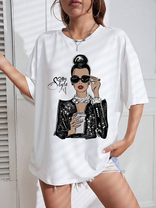 Tricou Oversize din bumbac 100% Coffee Style