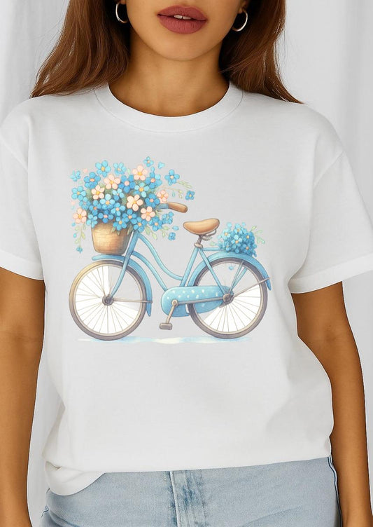 Tricou dama din bumbac 100% Bicicleta Flori 4