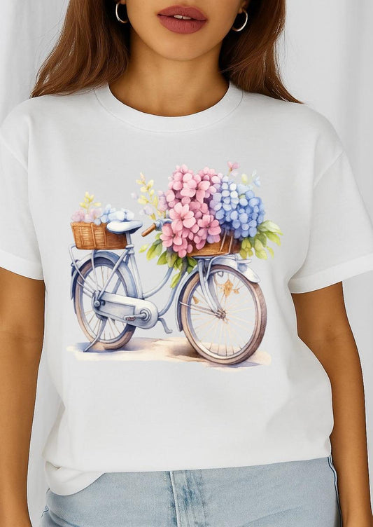 Tricou dama din bumbac 100% Bicicleta Flori 2